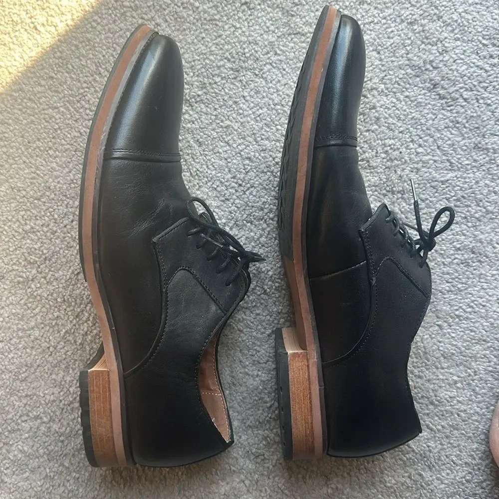 Men's Floresheim Francisco Cap-Toe Oxfords Black Leather Dress Shoes